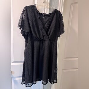 SHEIN Black Polka Dot Wrap Dress